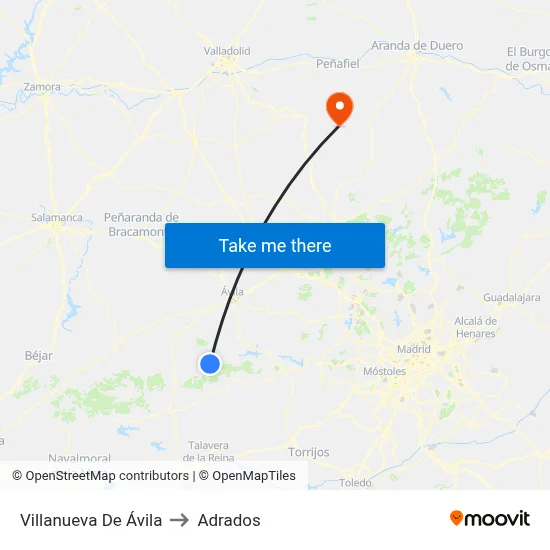 Villanueva De Ávila to Adrados map