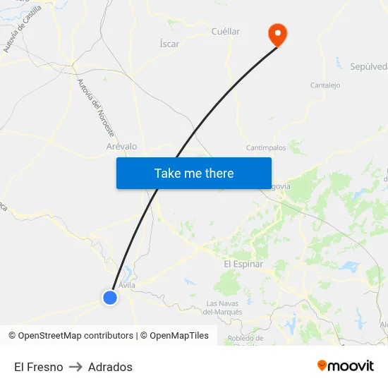 El Fresno to Adrados map