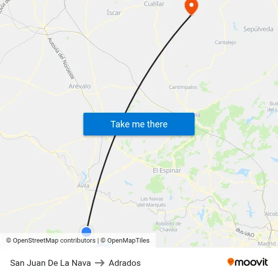 San Juan De La Nava to Adrados map