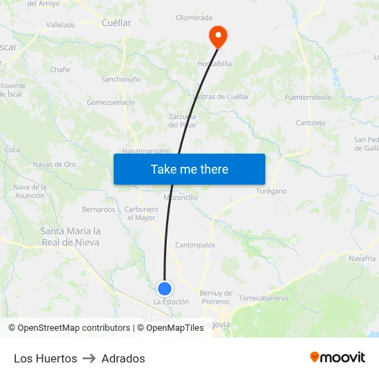 Los Huertos to Adrados map