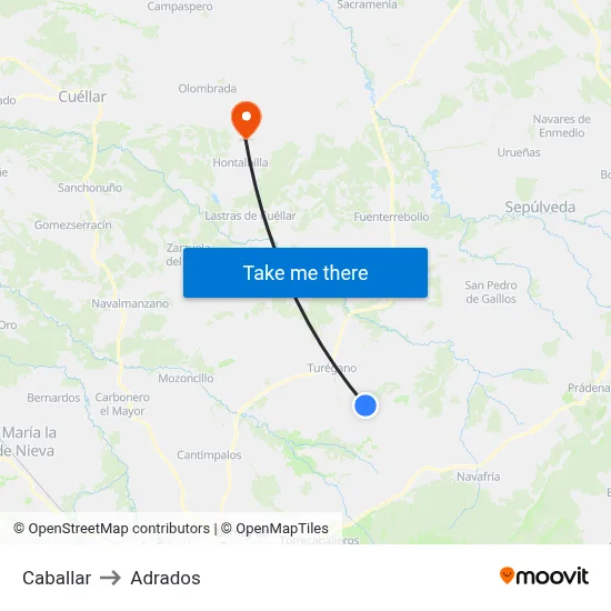 Caballar to Adrados map