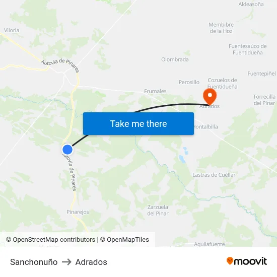 Sanchonuño to Adrados map
