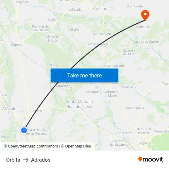 Orbita to Adrados map
