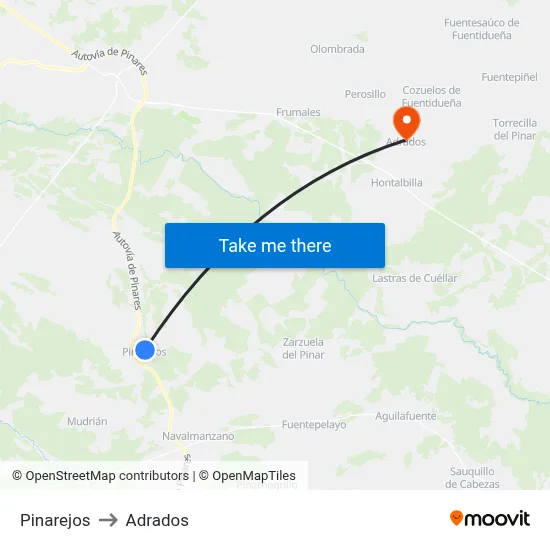 Pinarejos to Adrados map