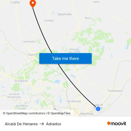 Alcalá De Henares to Adrados map