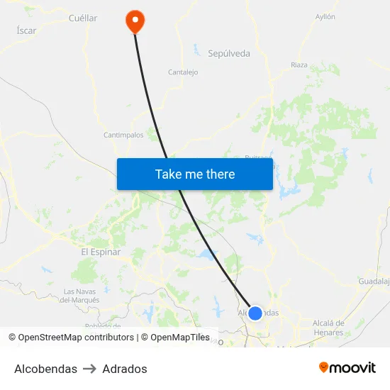 Alcobendas to Adrados map