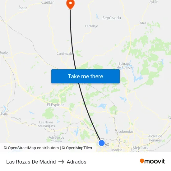 Las Rozas De Madrid to Adrados map
