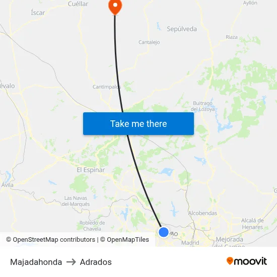 Majadahonda to Adrados map