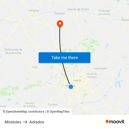 Móstoles to Adrados map