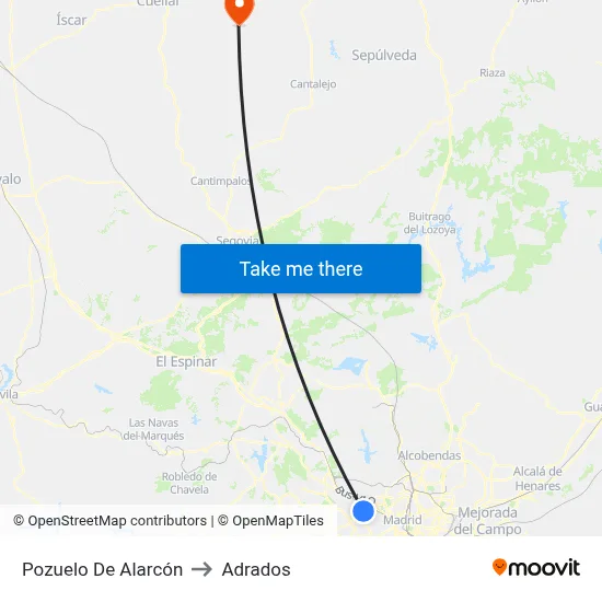 Pozuelo De Alarcón to Adrados map