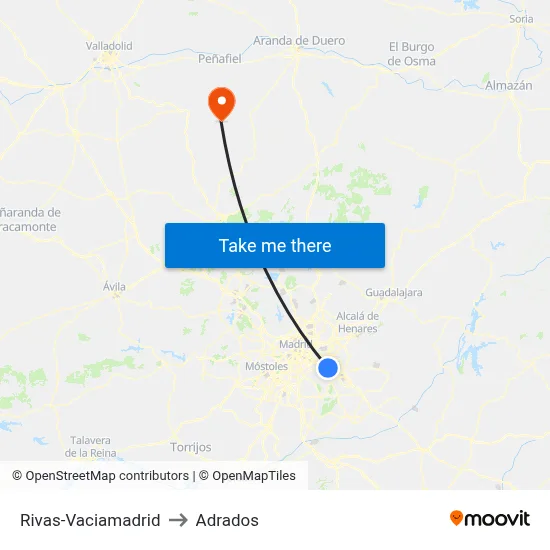 Rivas-Vaciamadrid to Adrados map