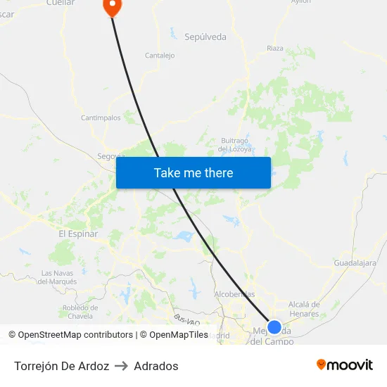 Torrejón De Ardoz to Adrados map
