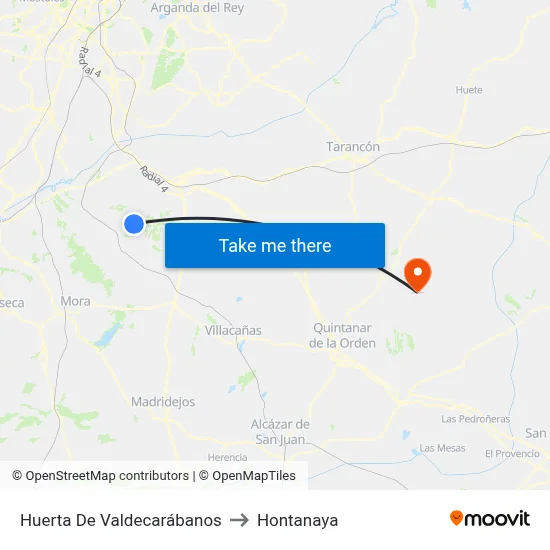 Huerta De Valdecarábanos to Hontanaya map