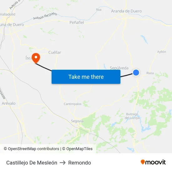 Castillejo De Mesleón to Remondo map
