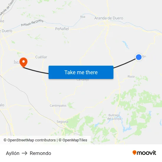 Ayllón to Remondo map