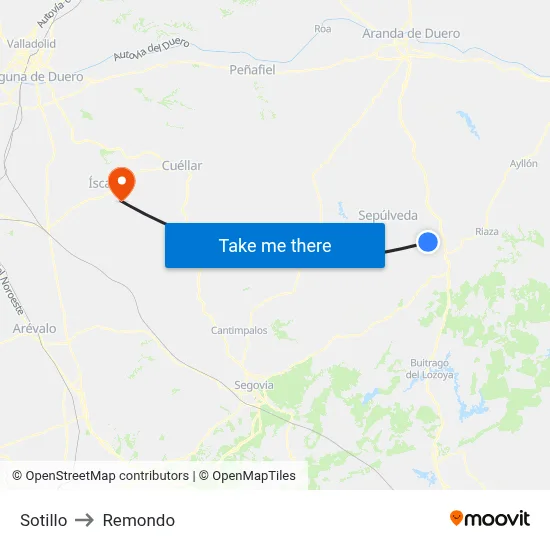 Sotillo to Remondo map