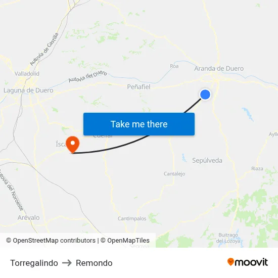 Torregalindo to Remondo map