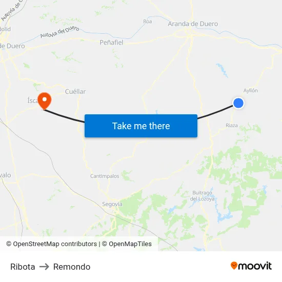 Ribota to Remondo map
