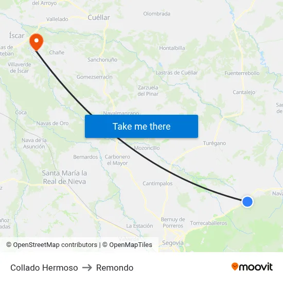 Collado Hermoso to Remondo map