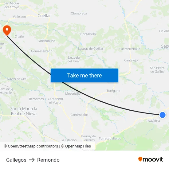 Gallegos to Remondo map