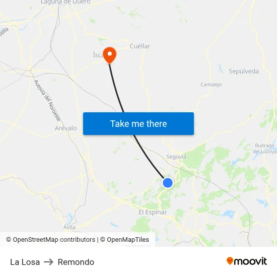 La Losa to Remondo map