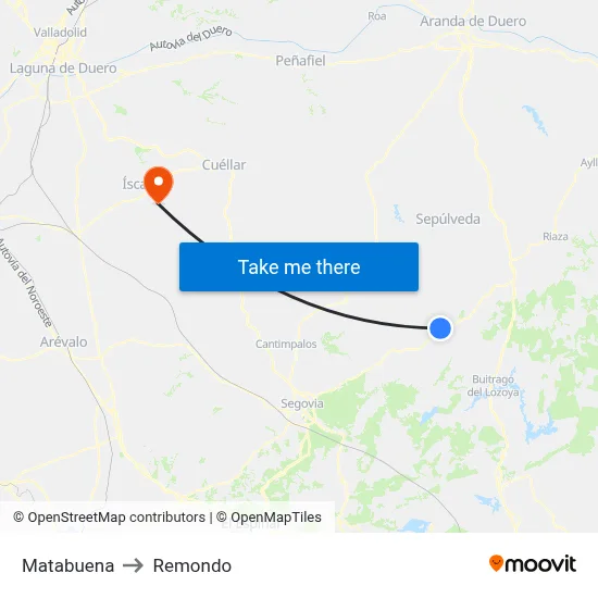 Matabuena to Remondo map