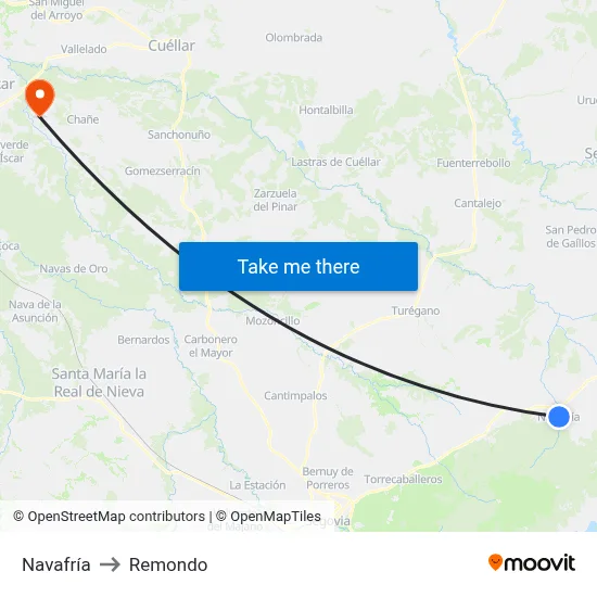 Navafría to Remondo map