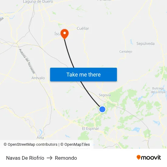 Navas De Riofrío to Remondo map