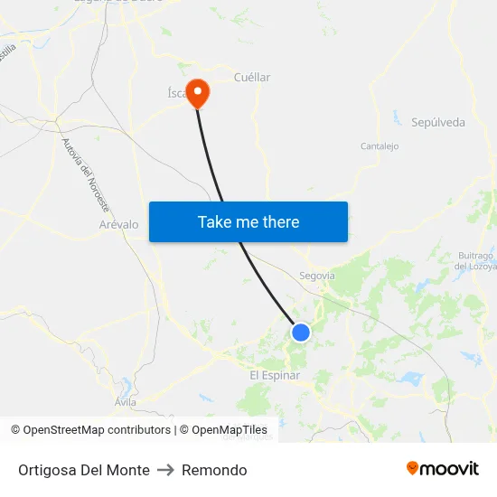 Ortigosa Del Monte to Remondo map