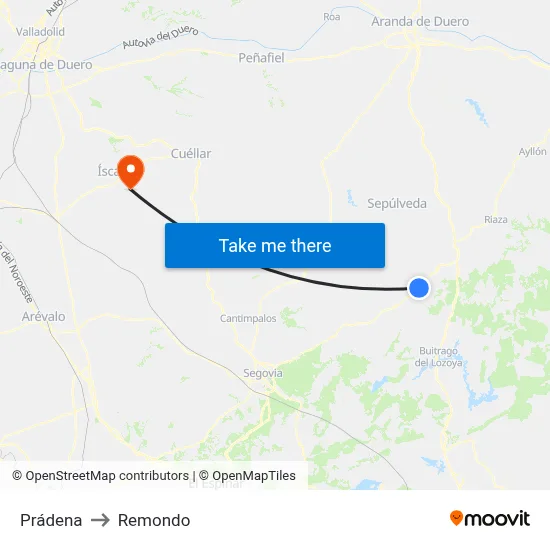 Prádena to Remondo map