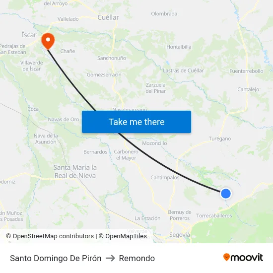 Santo Domingo De Pirón to Remondo map