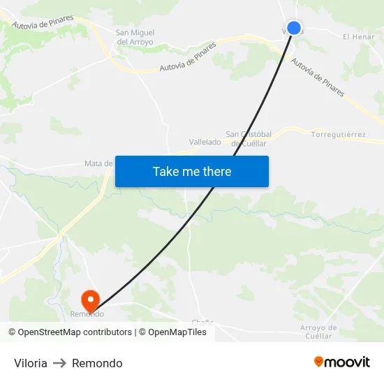 Viloria to Remondo map