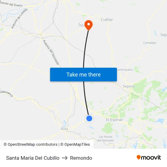 Santa María Del Cubillo to Remondo map
