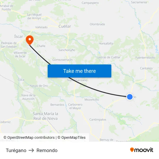 Turégano to Remondo map