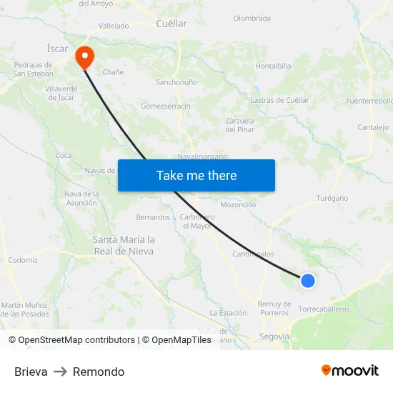 Brieva to Remondo map