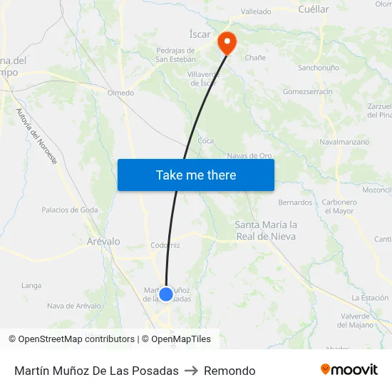 Martín Muñoz De Las Posadas to Remondo map