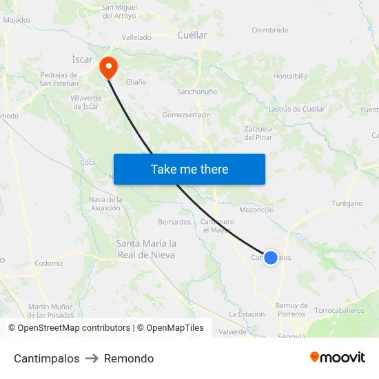 Cantimpalos to Remondo map
