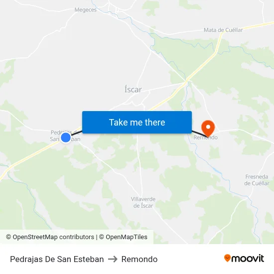 Pedrajas De San Esteban to Remondo map