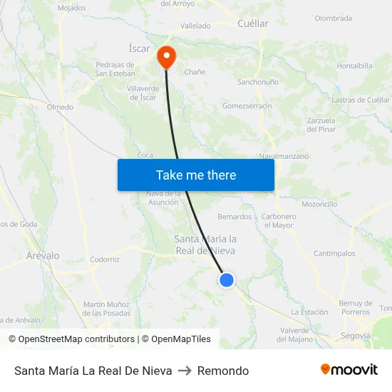 Santa María La Real De Nieva to Remondo map