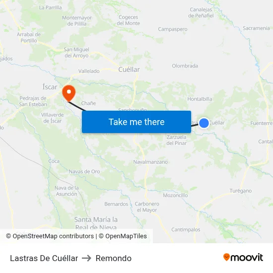 Lastras De Cuéllar to Remondo map