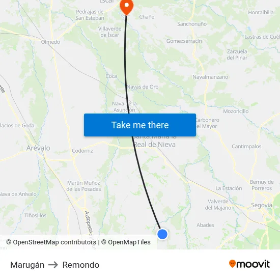Marugán to Remondo map