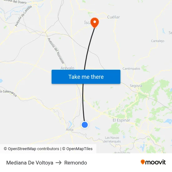 Mediana De Voltoya to Remondo map