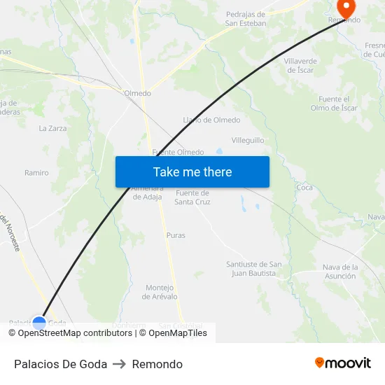 Palacios De Goda to Remondo map