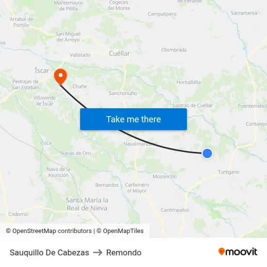 Sauquillo De Cabezas to Remondo map