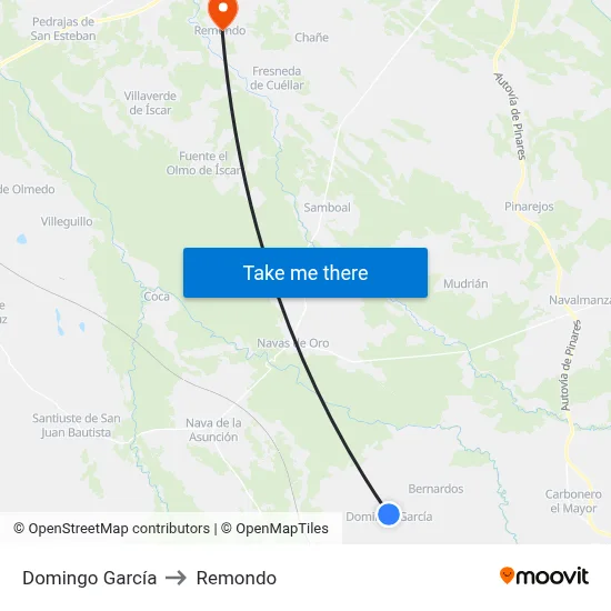 Domingo García to Remondo map