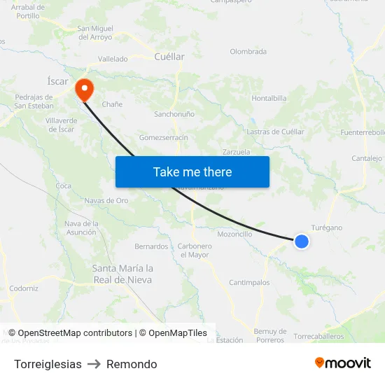 Torreiglesias to Remondo map