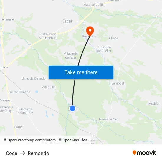 Coca to Remondo map