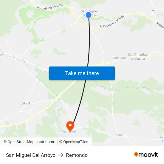 San Miguel Del Arroyo to Remondo map