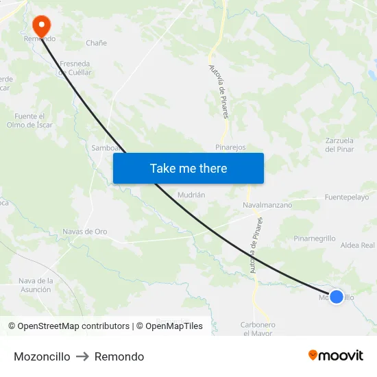 Mozoncillo to Remondo map