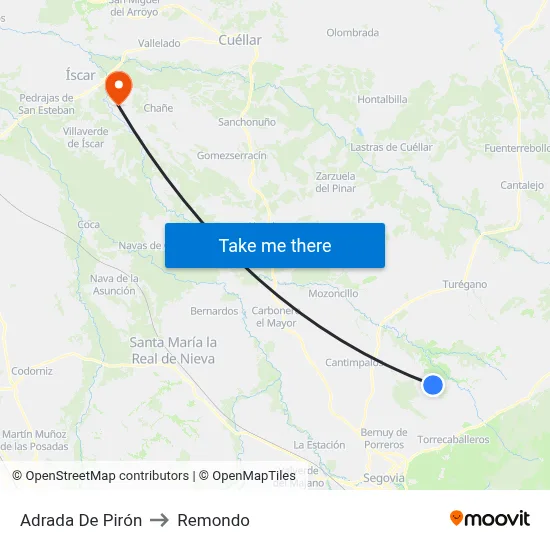 Adrada De Pirón to Remondo map
